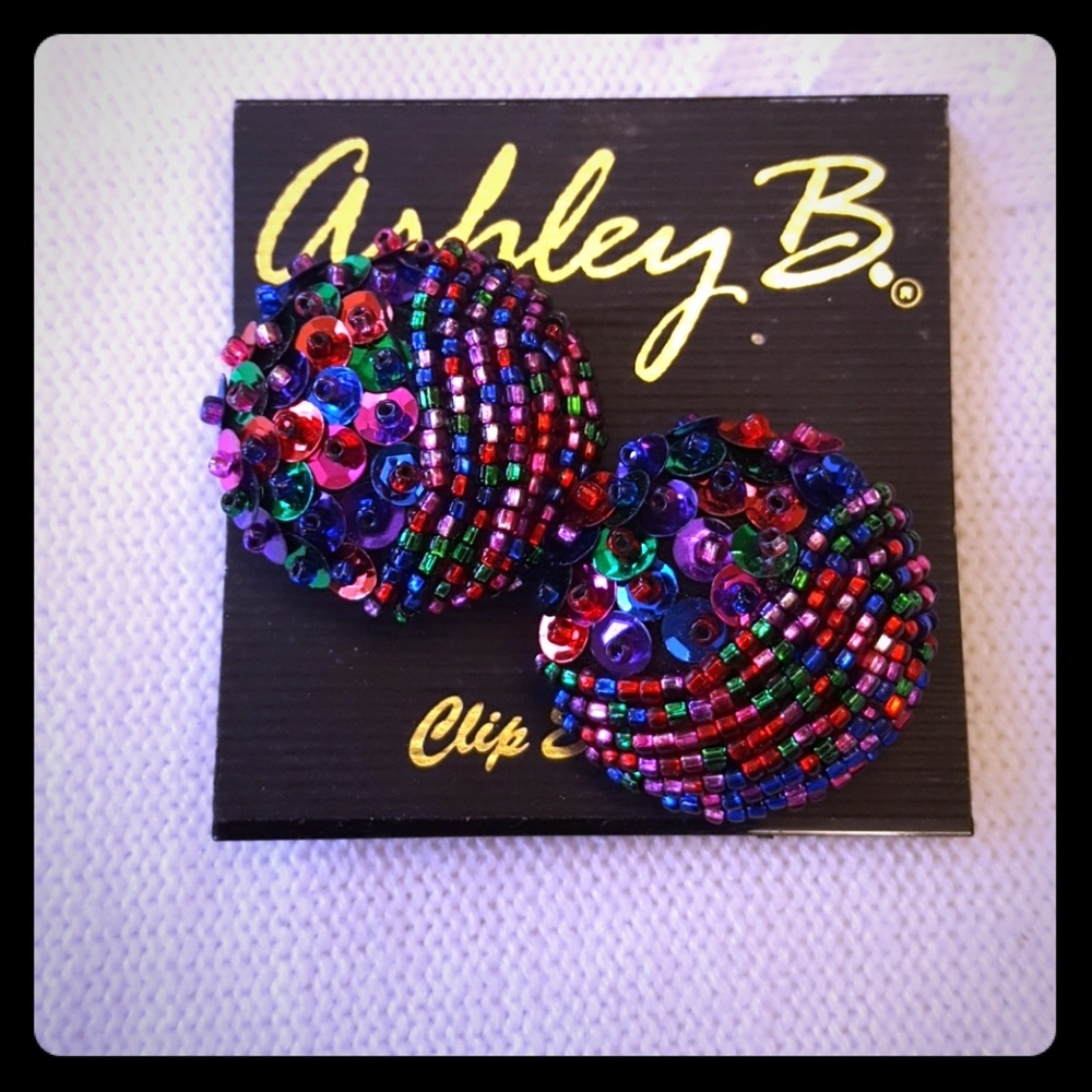 Vintage Ashley B. Sequence Clip on Earrings